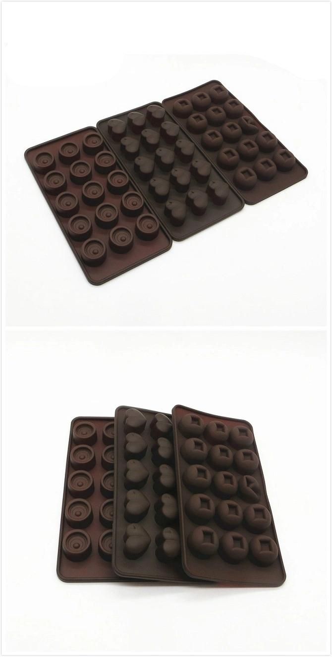 Cheap Price 15 Cavity Different Shape Unique Silicone Rubber Chocolate Candy Mold