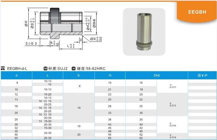 Eegbh Plastic Injection Tooling and Mould Components Guide Bush