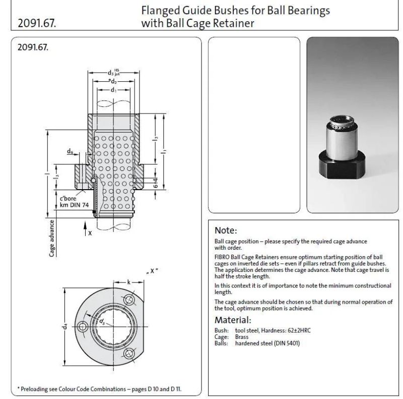 Injection Mold Parts Fibro Guide Pin Bushing Bearings Parts Glide Bushing