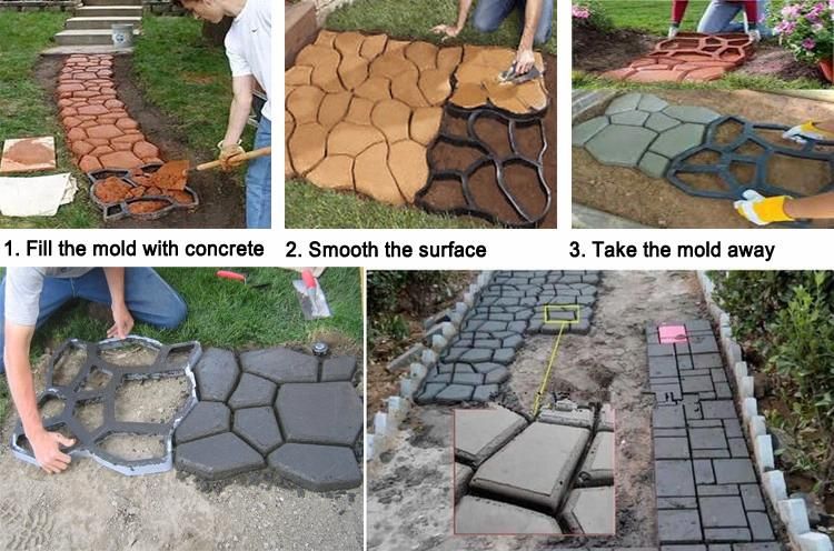 DIY Plastic Pathway Maker Garden Molds for Concrete