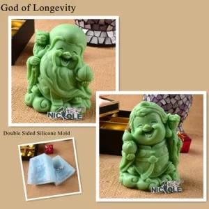 3D Double Sided Chinese Culture Silicone Soap and Candle Mould God of Longevity Cake ...