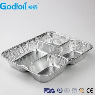 Disposable Aluminum Foil Container Chinese Lunch Box with Cardboard Lid
