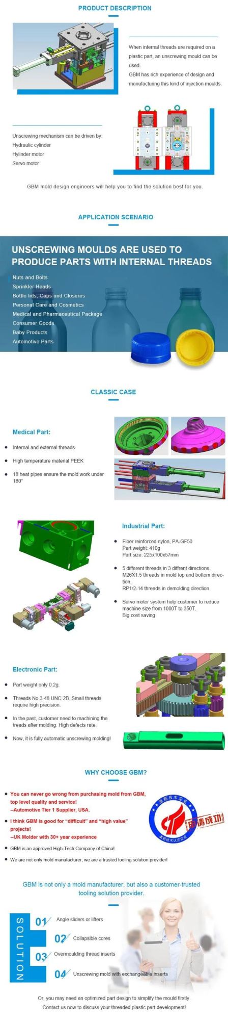 Threaded Plastic Parts Manufacturing Hydraulic Motor Driven Auto Unscrewing Mould