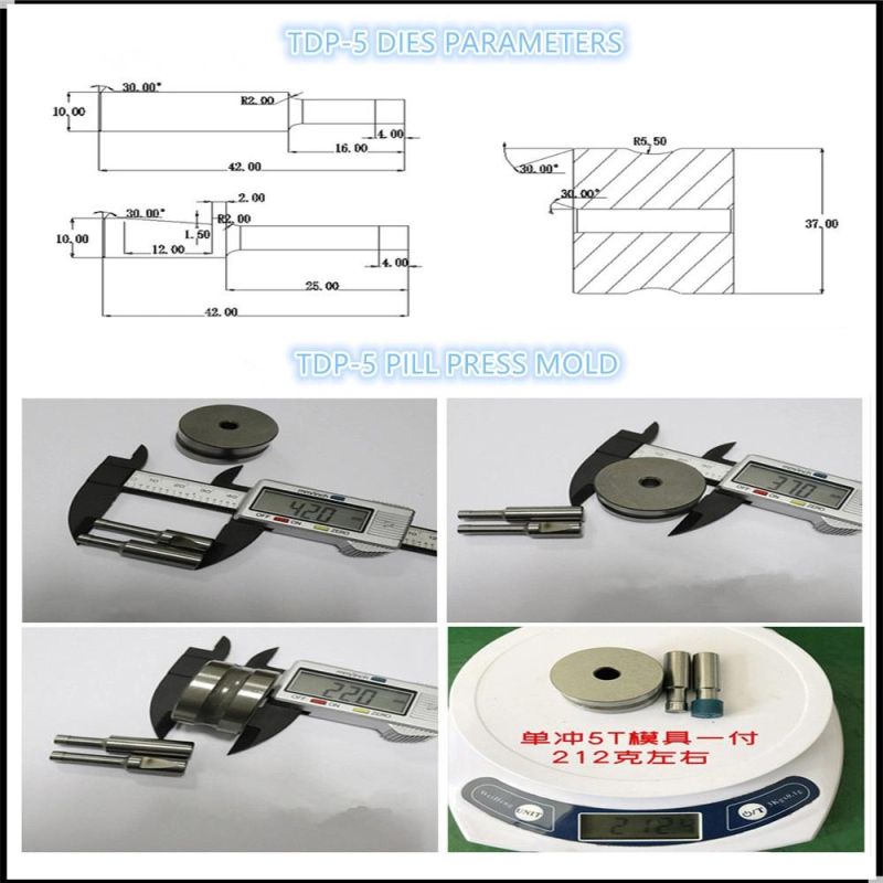 Single Punch Press Tdp0 Tdp1.5 Punching Die Stamping Mold Tablet Press Machine Die for Oral Tablets Making