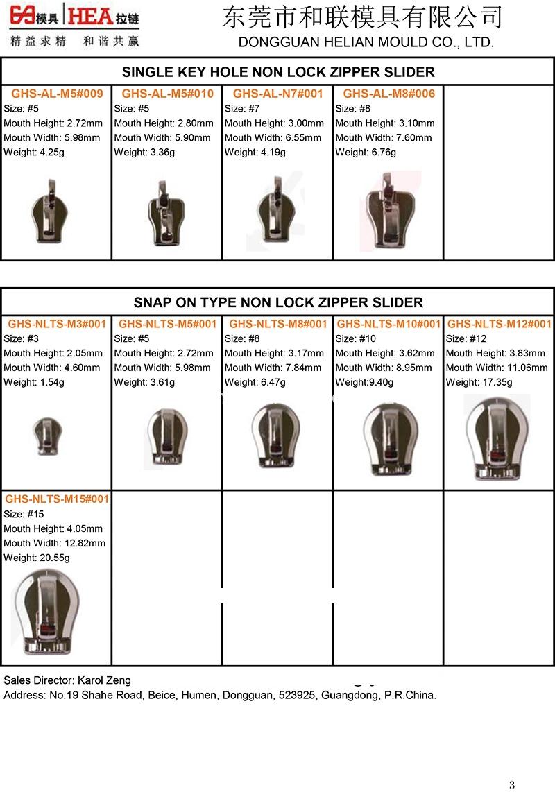 Zinc Snap-on Type Non Lock Zipper Slider Body Mould Making