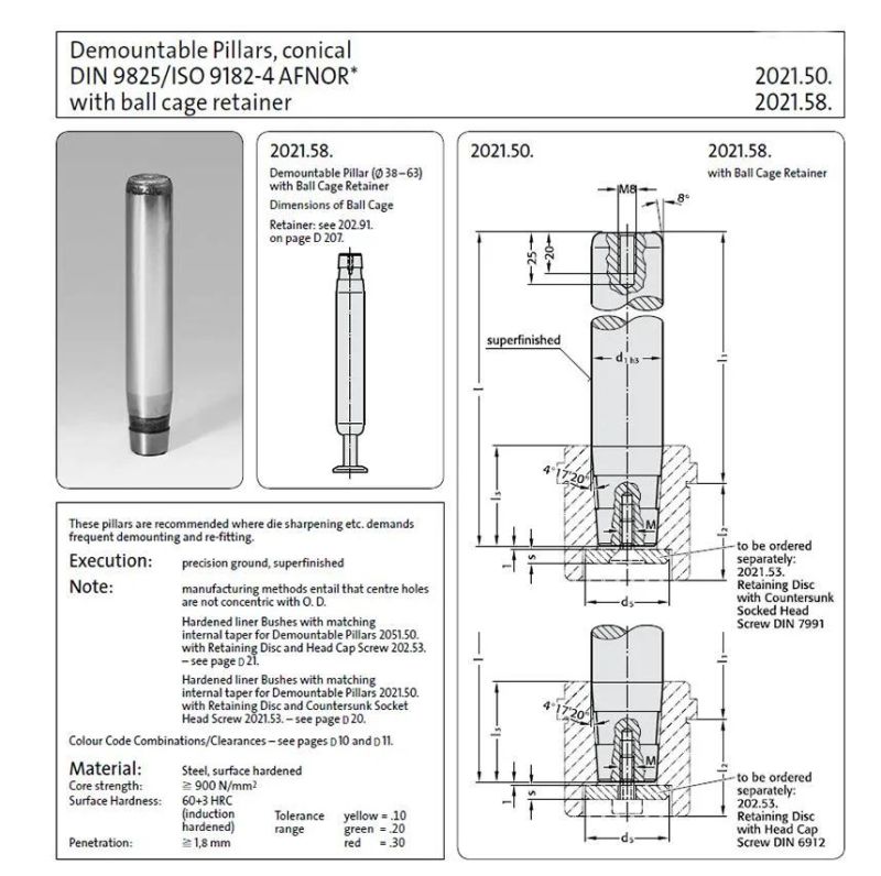 Flange Guide Pin Demountable Pillars Guide Post Sets with Fibro Standard