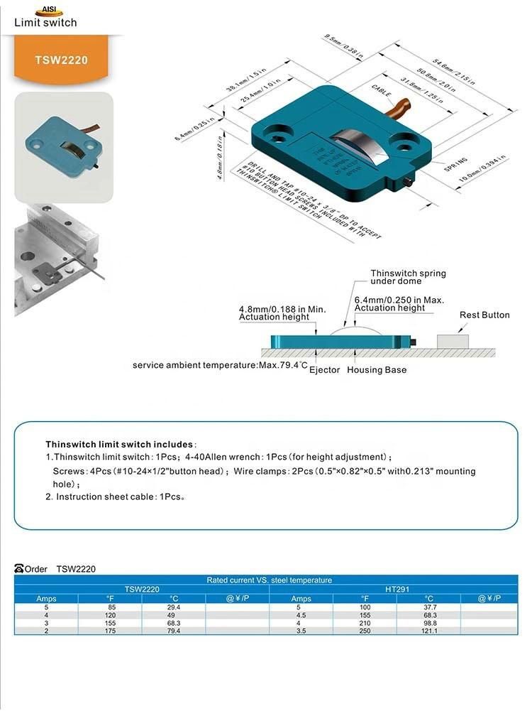 Factory Plastic Injection Mold China Supplier High Precision Mold Accessories Limit Switch Tsw2220