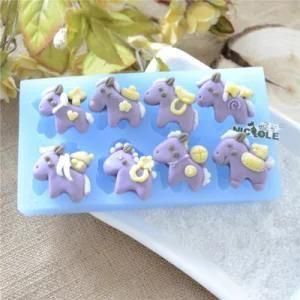 Blue Color Horse Cartoon Shape Food Grade Silicone Moulds Soft Silicon Push Moulds for ...