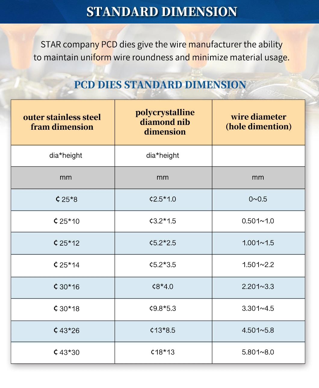 Dimension of 22*18mm PCD Wire Drawing Dies for Drawing Electrode Wire