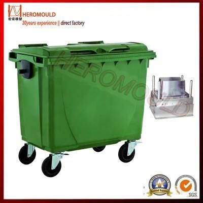 Outdoor 4 Wheeled 1100L Garbage Bin Injection Mould From Heromould