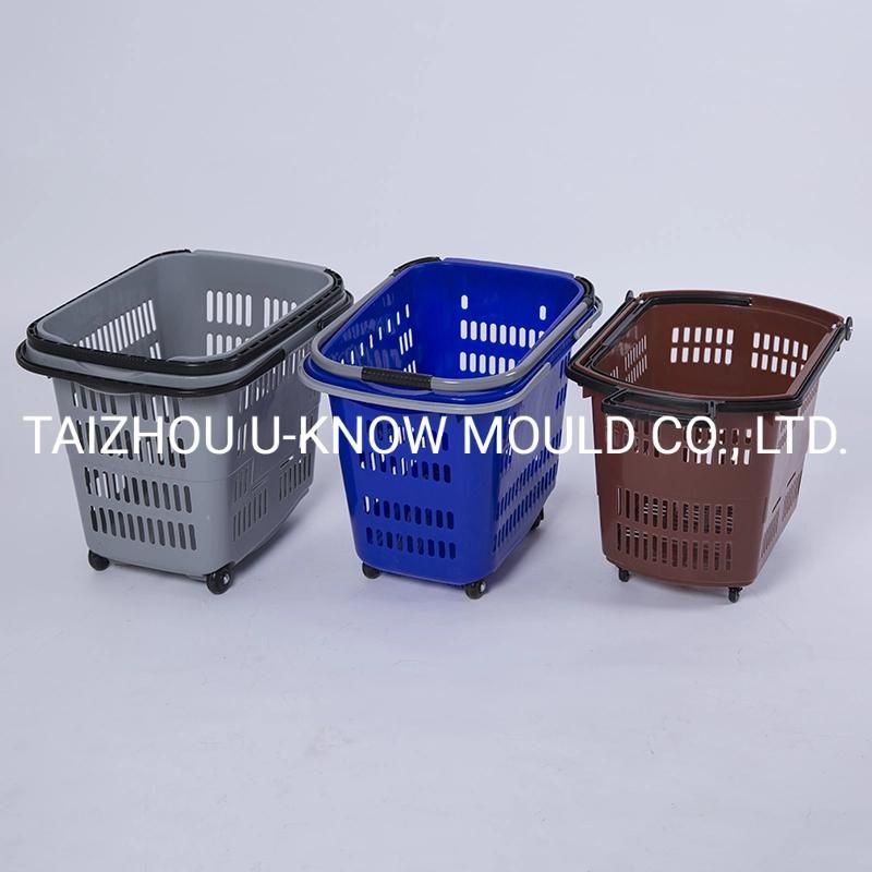 Supermarket Shopping Basket Mold Portable Plastic Basket Mould with Pulley