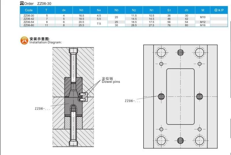 Zz06 Tooling Molding Parts Square Interlocks DIN Standard