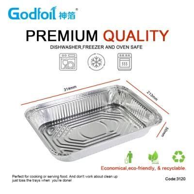 Disposable Light Weight Aluminum Foil Food Packing Container with Lid