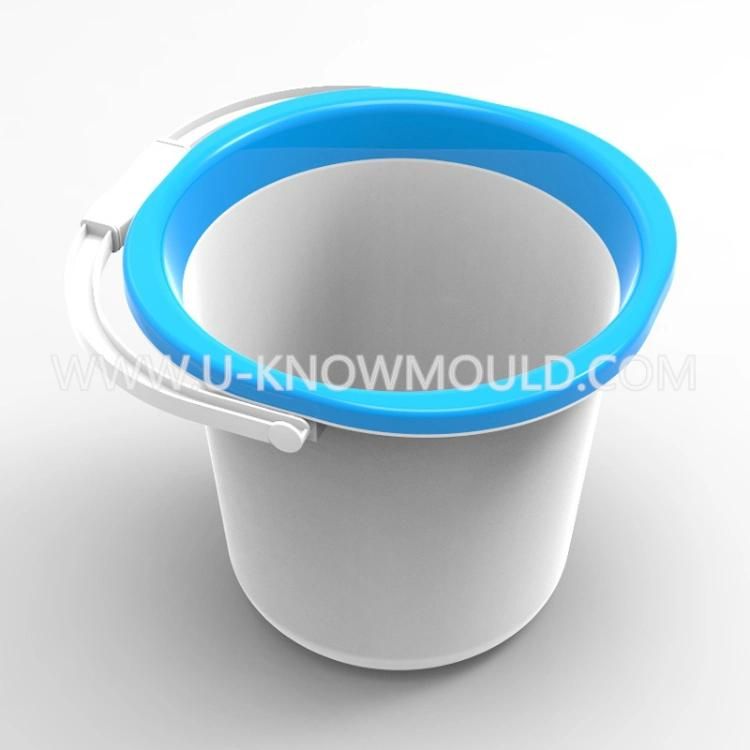 Two Color Water Bucket with Handle Mould Plastic Bucket Mold