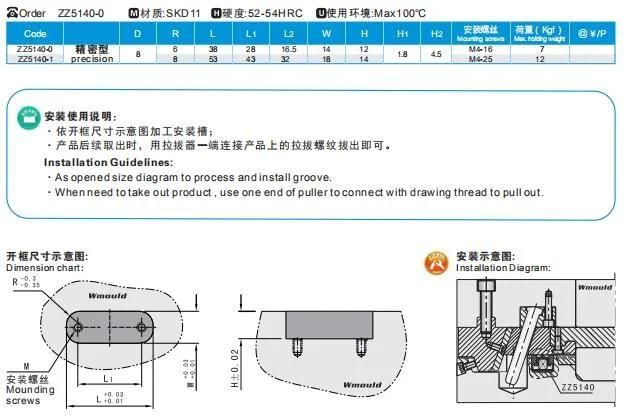 DIN AISI JIS Standard Dme Misumi Hasco Standard Precision Mould Parts Slide Retainers for Plastic Injection Molds