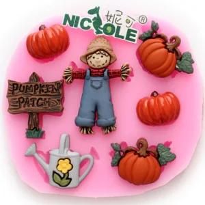 F0536 Silicone Pumpkin Fondant Cake Molds for Halloween