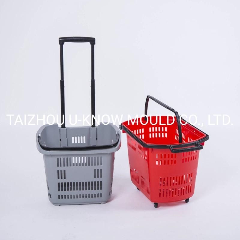 Supermarket Shopping Basket Mold Portable Plastic Basket Mould with Pulley