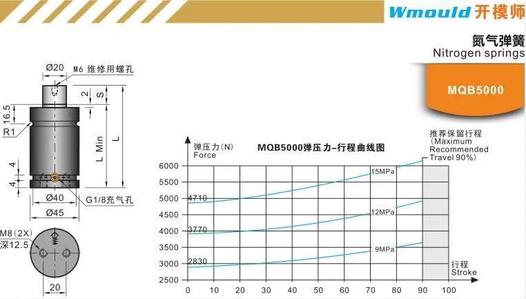 Mqb5000 Plastic Injection Molding Parts CNC Machinery Nitrogen Springs