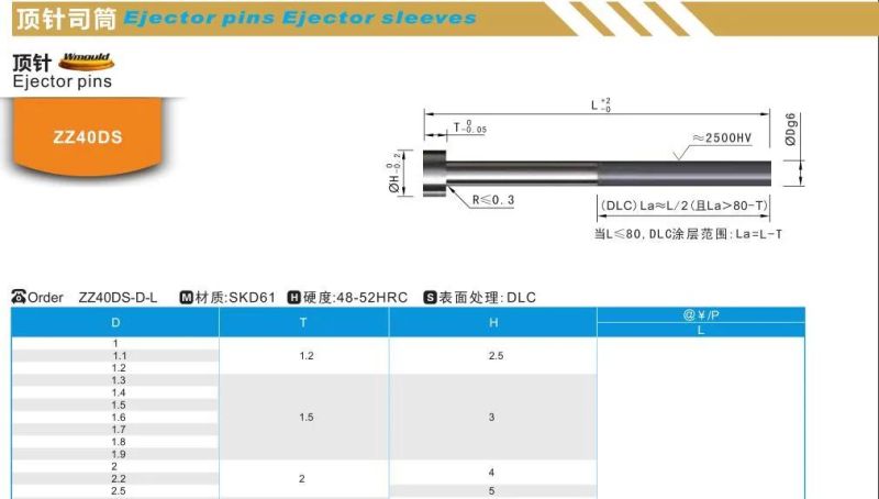 Zz40ds Injection Mould Spare Part Ejector Pins