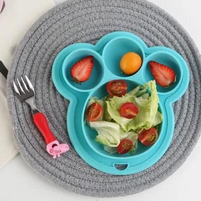 Silicone Dinner Plate Children&prime; S Silicone Bowl Baby Sucker Feeding Tableware