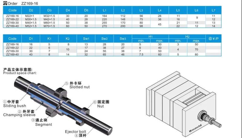 Zz169 Two Stage Ejector of Plastic Injection Mold Tool & Die Tools & Moulding