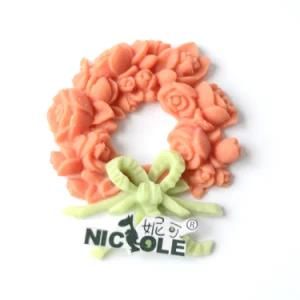 F0877 Garland Wreath Shape Flowers Silicone Molds for Wedding Cake Decoration