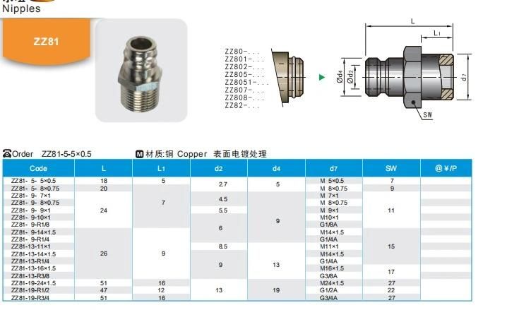 Wmould High Precision Metal Zz81 Nipples for Injection Mould
