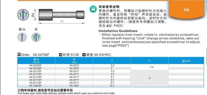 Iia Date Stamps for Plastic Injection Mould Die&Mold Tool Moulding