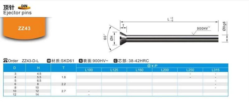 Zz43 Plastic Injection Mould Die&Mold Tool Moulding Parts Ejector Pins