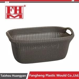 Plastic Injection PP Rattan Storage Laundry Linen Basket container Mould