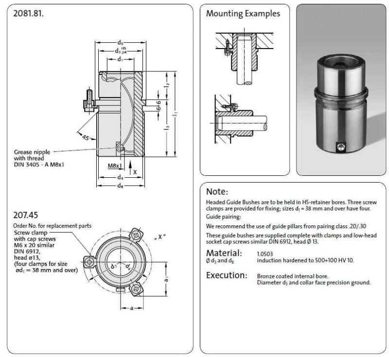 Factory Direct High Quality Ball Bearing Guide with Metal Round Hole Die