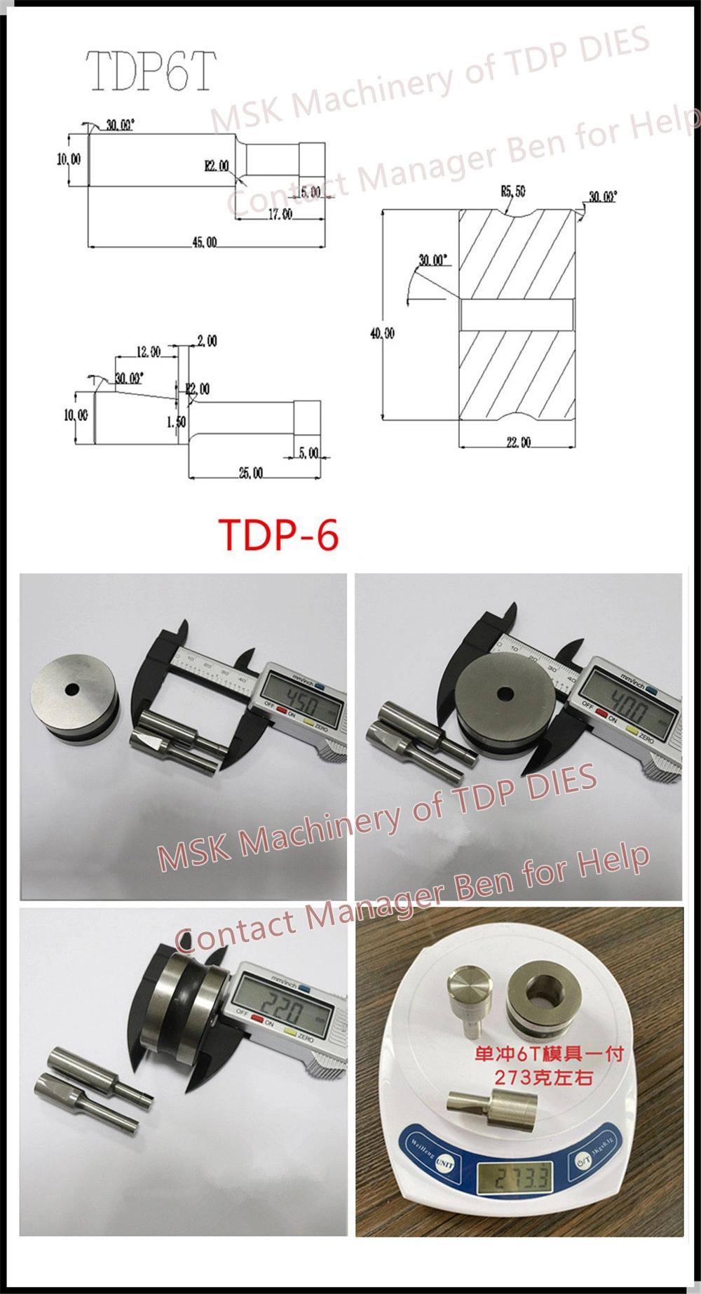 Punch and Die Tdp Single Punch Tdp-0, Tdp1.5, Tdp5, Tdp6 Pill Tablet Press Machine Tungsten Carbide Punching Mold Tool
