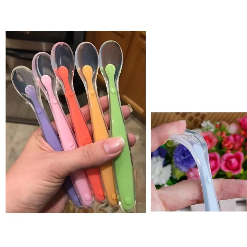 Reusable Baby Spoon Multi Color BPA Free Flexible Silicone Spoon