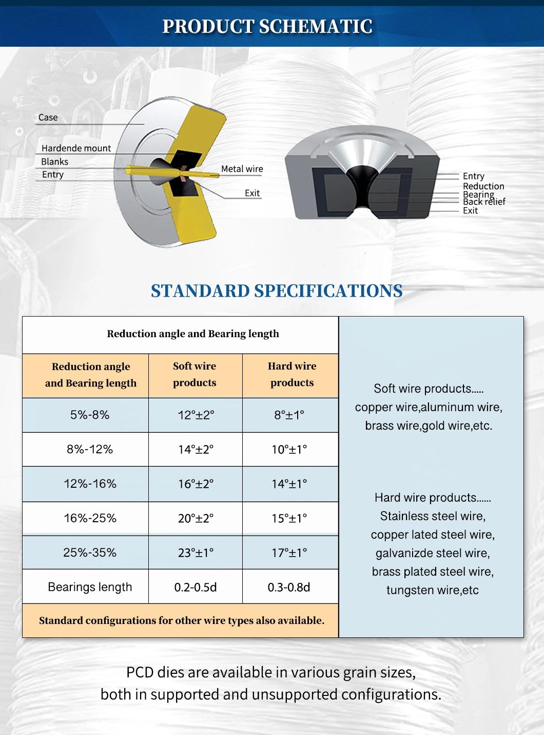 Dimension of 22*18mm PCD Wire Drawing Dies for Drawing Electrode Wire