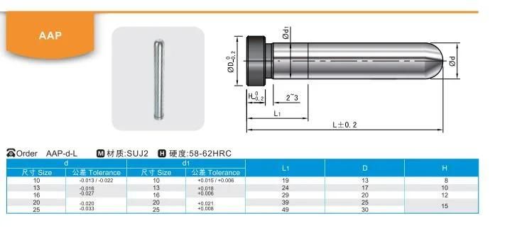 Wmould Steel Mould Hardness Guide Pin for Plastic Injection Mould Aap Suj2 Guide Pin and Guide Bushing Mold