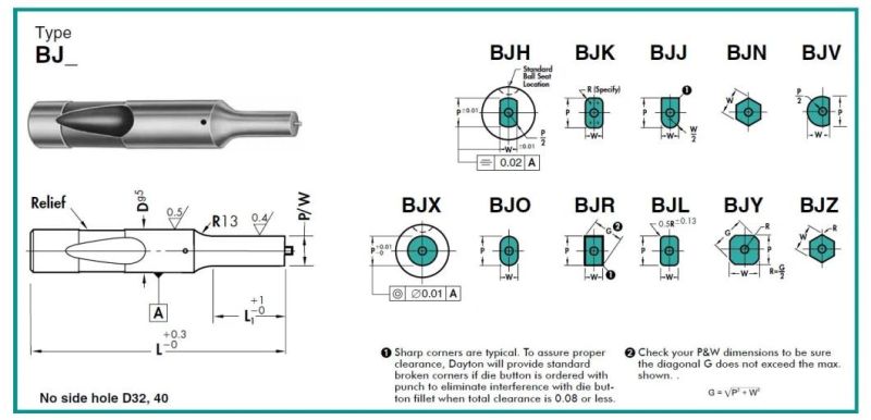 Dayton Die Bushing Tuff Punch Headed Punches with Fixed Clamps for Stamping