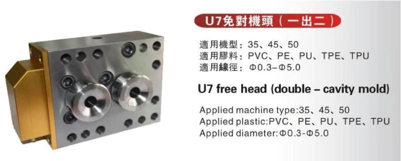 U7/U14/U30 Adjustable/Free-Regulation Extrusion Die Head for Single Layer PVC PE HDPE LSZH Extrusion