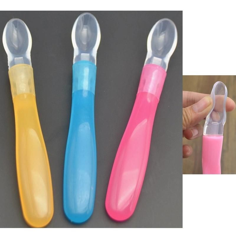 Reusable Baby Spoon Multi Color BPA Free Flexible Silicone Spoon