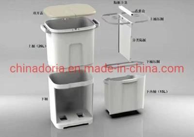 Used/Seond-Hand Cool Runner Double Layer Dustbin Plastic Injection Mould