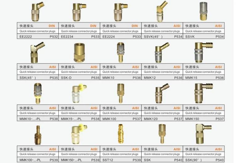 Quick Release Connector Plugs for Plastic Injeciton Mold DIN Standard Cooling Elements Series