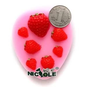 F0588 Strawberry Shape Fruit Fondant Mold for Cake Decoration Silicone Chocolate Candy ...