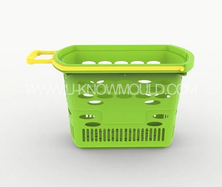 Plastic Convenience Store Plastic Basket Injection Mould with Wheels Plastic Shopping Basket Mold