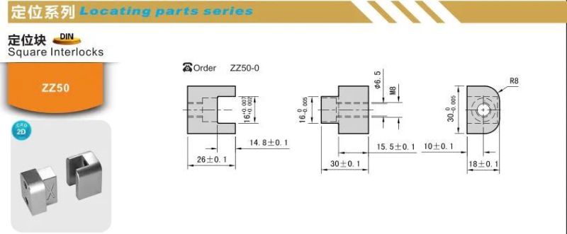 Zz50 Plastic Mould Tooling Parts Square Interlocks