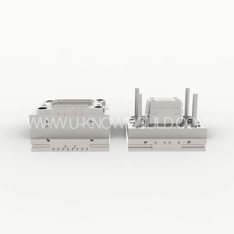 Plastic Supermarket Shopping Basket Injection Mould with Handle Wheels Plastic Basket Mold