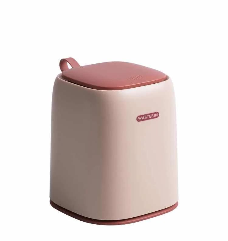 Plastic Mini Press Waste Bin with Lid Plastic Office Desk Garbage Can Mold