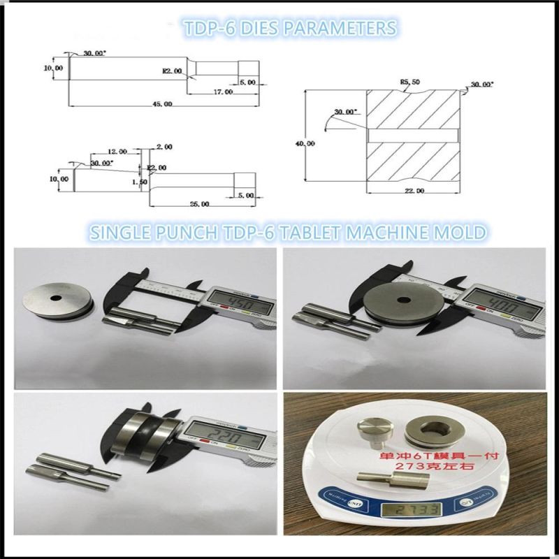 Single Punch Press Tdp0 Tdp1.5 Punching Die Stamping Mold Tablet Press Machine Die for Oral Tablets Making