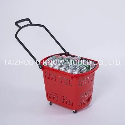 Plastic Convenience Store Plastic Basket Injection Mould with Wheels Plastic Shopping ...