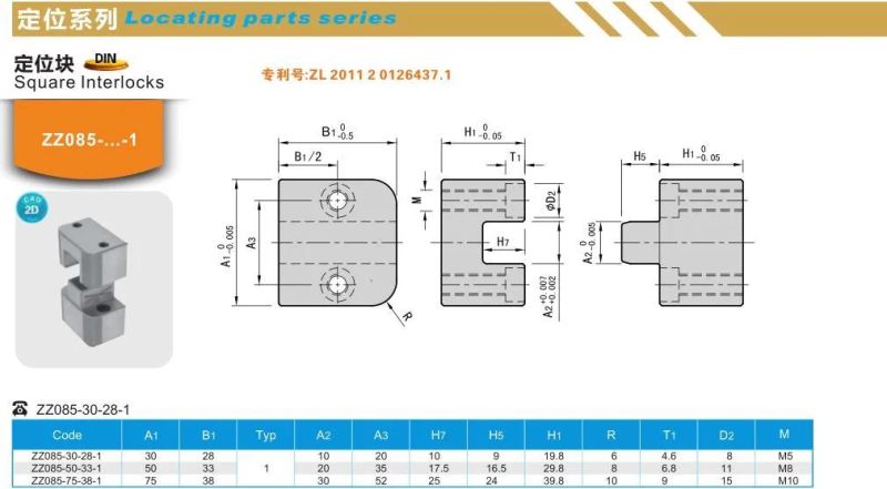 Zz085 Plastic Injection Mould Parts Square Interlocks CNC Machining Parts