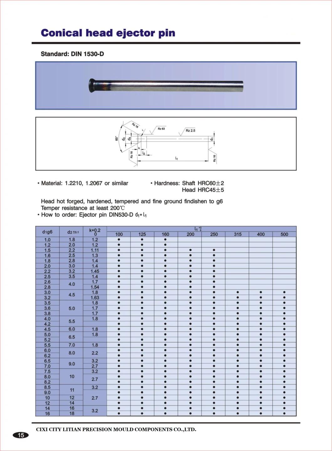 DIN 1530-D Conical Head Ejector Pin
