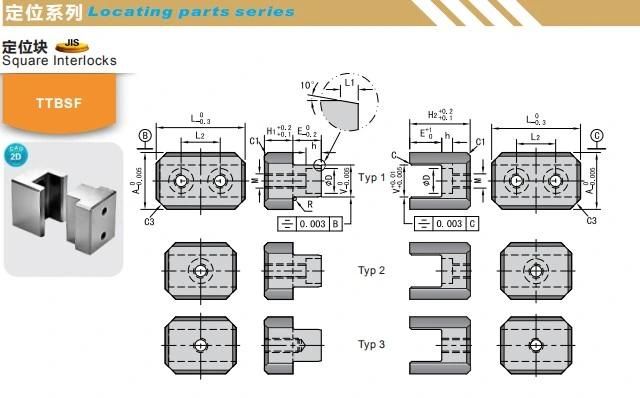 Moulds Parts Standard Plastic Injection Moulding Parts Locating Parts Square Interlocks Die Liner